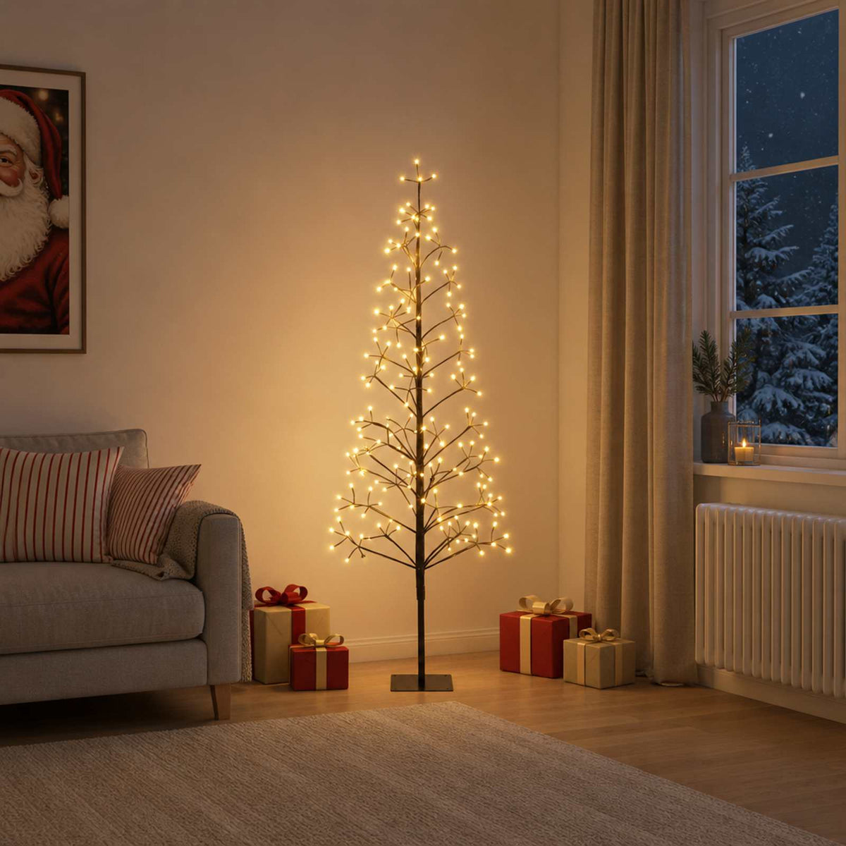 LED-kerstboom met lichtsnoer Zwart 150 cm Staal 164 LED's is nu te koop bij PeponiXL, paradijselijk wonen!