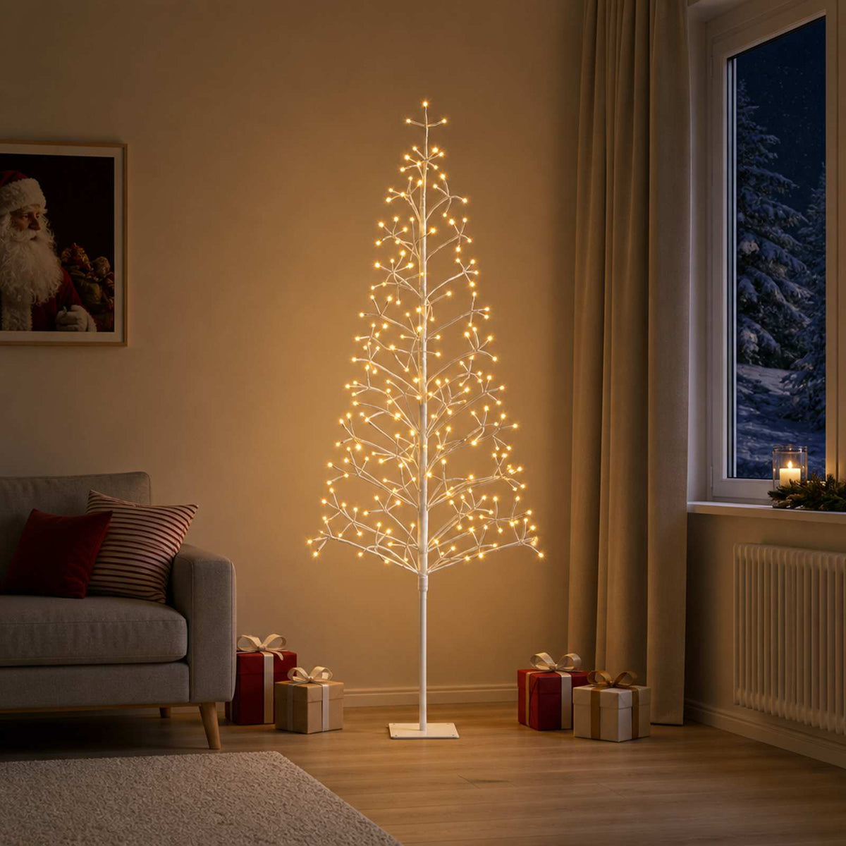 LED-kerstboom met lichtsnoer Wit 20 x 20 x 180 cm Staal is nu te koop bij PeponiXL, paradijselijk wonen!