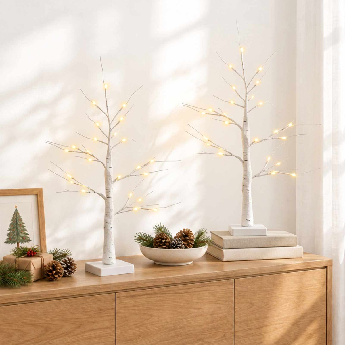 LED-berken kerstboom 2 st Wit 10 x 10 x 58 cm Kunststof is nu te koop bij PeponiXL, paradijselijk wonen!