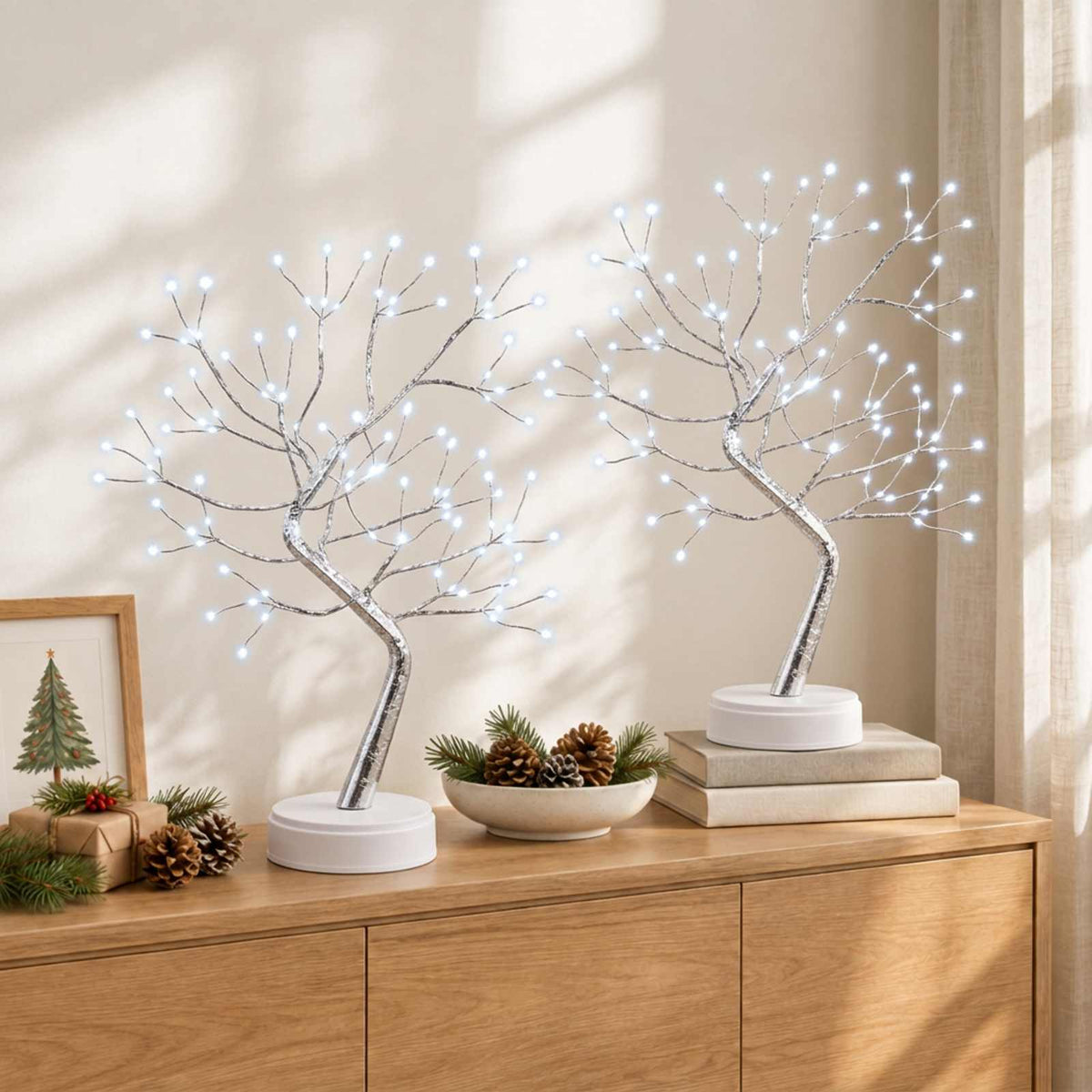 Mini starburst kerstboom 2 st zilver Diam. 12 x 50 cm Staal is nu te koop bij PeponiXL, paradijselijk wonen!