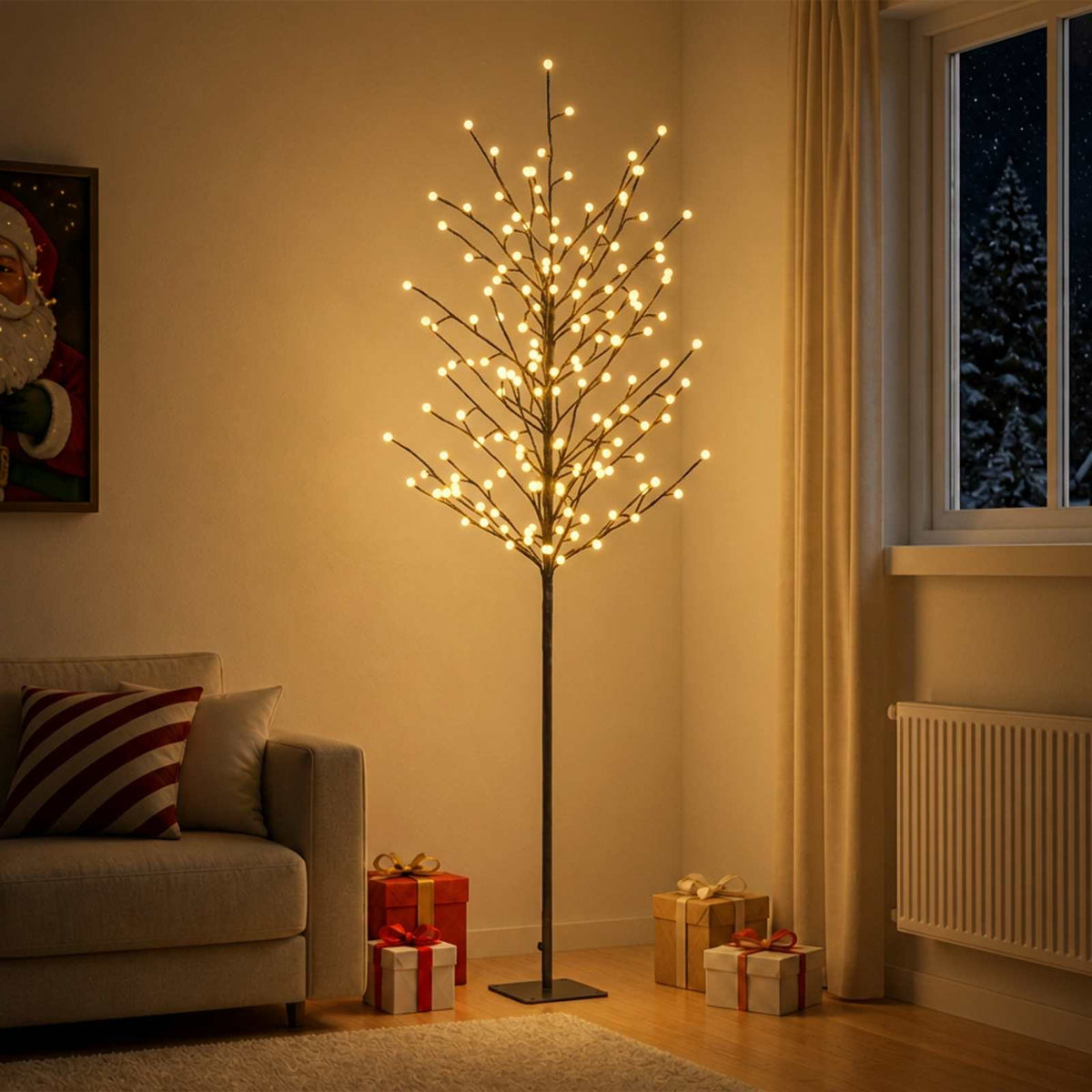 LED-kerstboom met ballen Zwart 180 cm Staal 220 LED's is nu te koop bij PeponiXL, paradijselijk wonen!