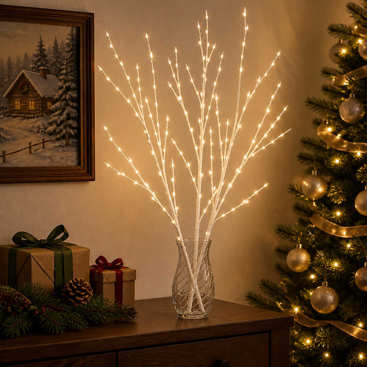 Kersttak met ledverlichting 3 st Wit 62 cm Staal 165 LED's is nu te koop bij PeponiXL, paradijselijk wonen!