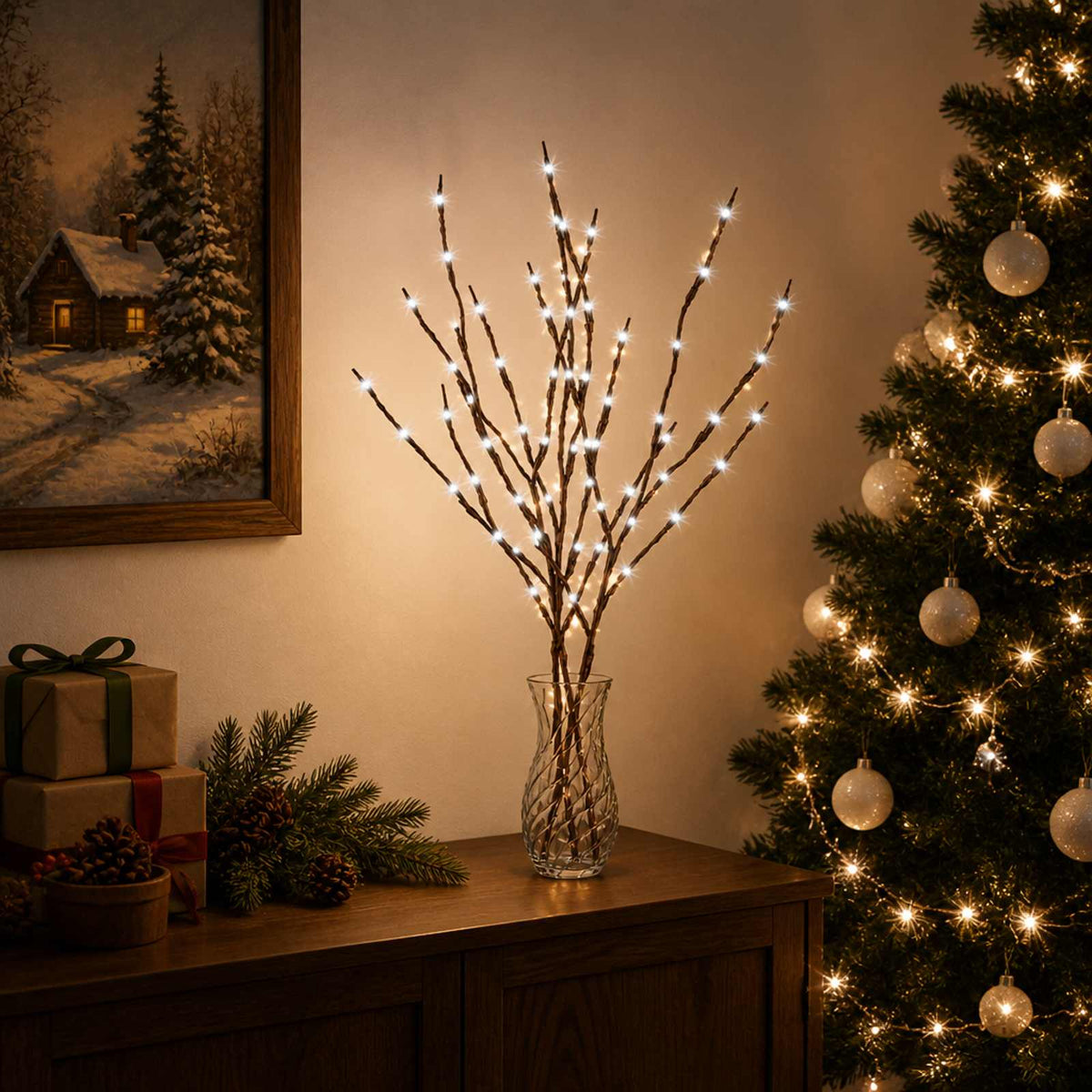 Kersttak met ledverlichting 3 st Bruin 62 cm Staal 60 LED's is nu te koop bij PeponiXL, paradijselijk wonen!
