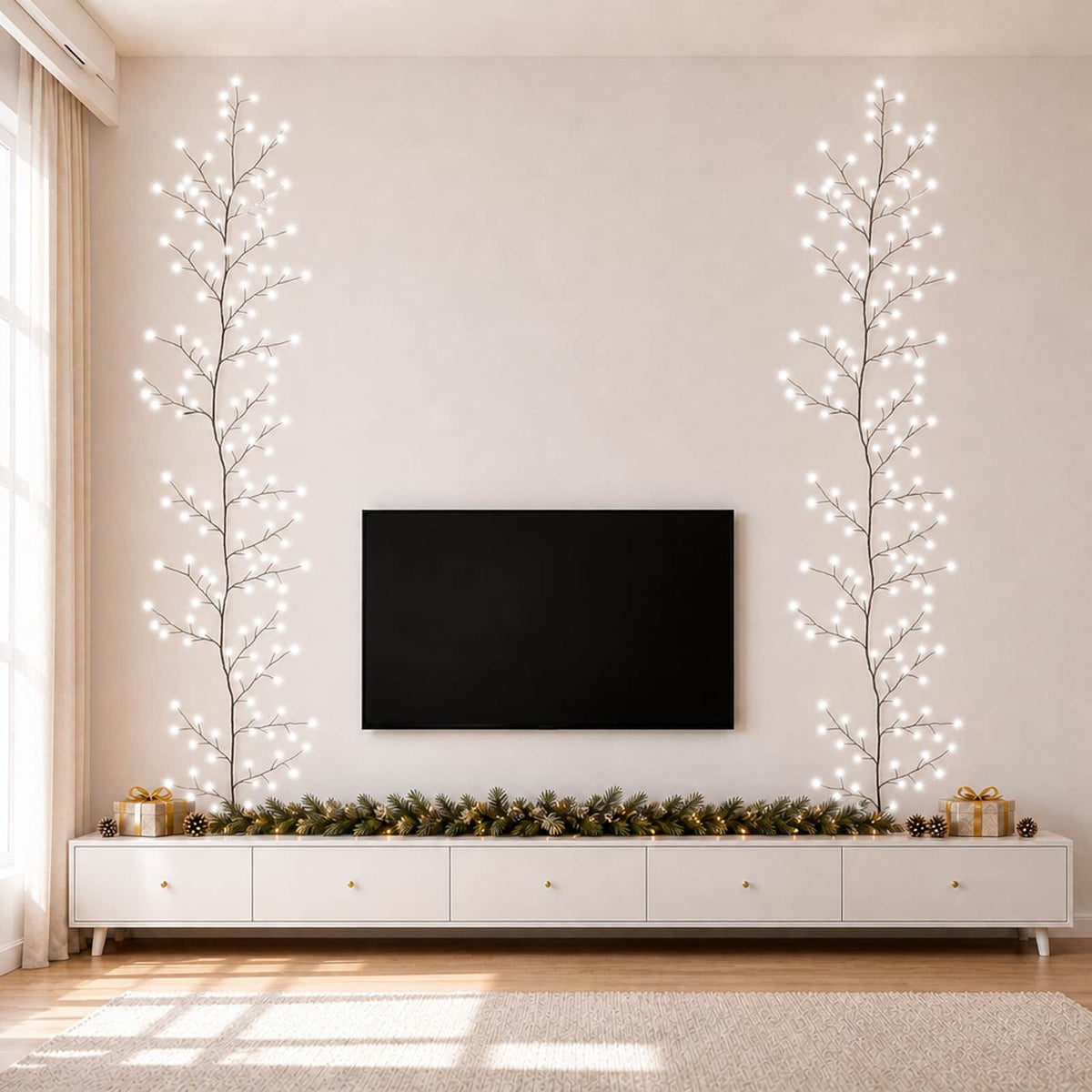 LED-wilgenrank kerstdecoratie 2 st Zwart 270 cm Staal 288 LED's is nu te koop bij PeponiXL, paradijselijk wonen!