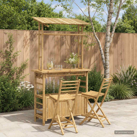 Buitenbartafel en krukken 3 st Naturel Bamboe is nu te koop bij PeponiXL, paradijselijk wonen!