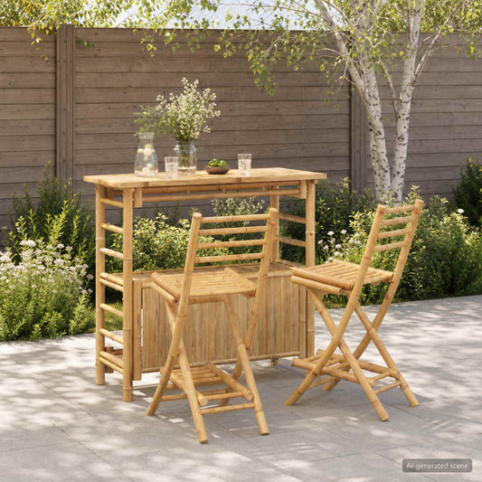 Buitenbar tafel en krukken 3 st Naturel Bamboe is nu te koop bij PeponiXL, paradijselijk wonen!