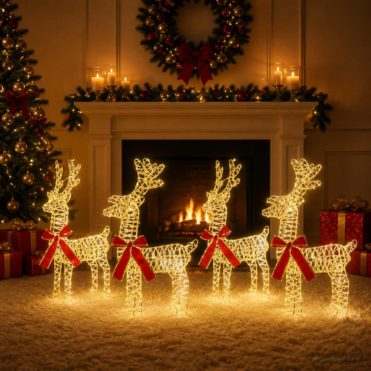 vidaXL Kerst Rendier 4 st 160 LED's Warmwit