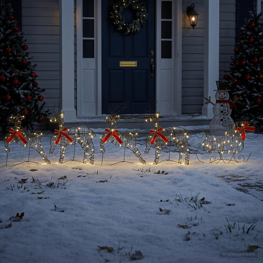 Kerstrendier met slee 5 st 100 LED's Warmwit 43 x 19 x 65 cm is nu te koop bij PeponiXL, paradijselijk wonen!