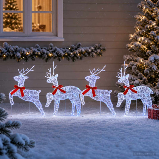 Kerst Rendier 4 st 80 LED's Blauw 43 x 19 x 65 cm is nu te koop bij PeponiXL, paradijselijk wonen!