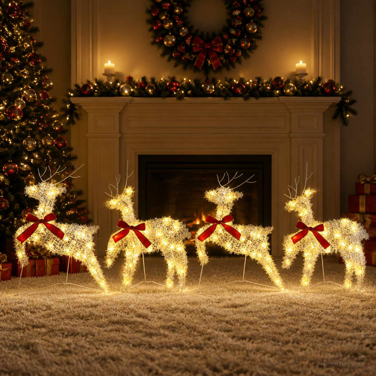 Kerst Rendier 4 st 80 LED's Warmwit 43 x 19 x 65 cm is nu te koop bij PeponiXL, paradijselijk wonen!