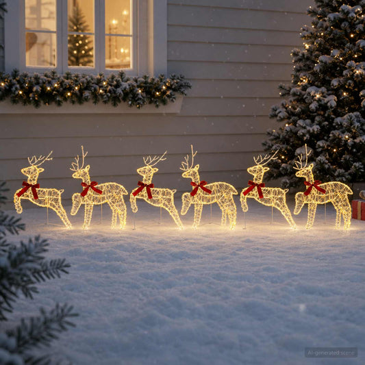 Kerst Rendier 6 st 80 LED's Warmwit 43 x 19 x 65 cm is nu te koop bij PeponiXL, paradijselijk wonen!