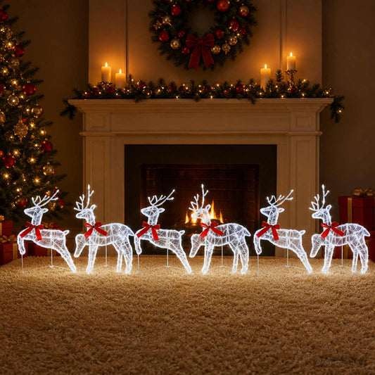 Kerst Rendier 6 st 80 LED's Koel wit 43 x 19 x 65 cm is nu te koop bij PeponiXL, paradijselijk wonen!