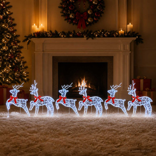 Kerst Rendier 6 st 80 LED's Blauw 43 x 19 x 65 cm is nu te koop bij PeponiXL, paradijselijk wonen!