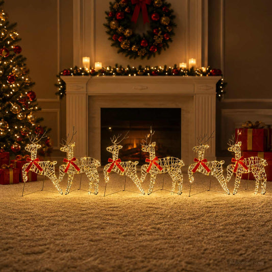 Kerst Rendier 6 st 80 LED's Warmwit 43 x 19 x 65 cm is nu te koop bij PeponiXL, paradijselijk wonen!