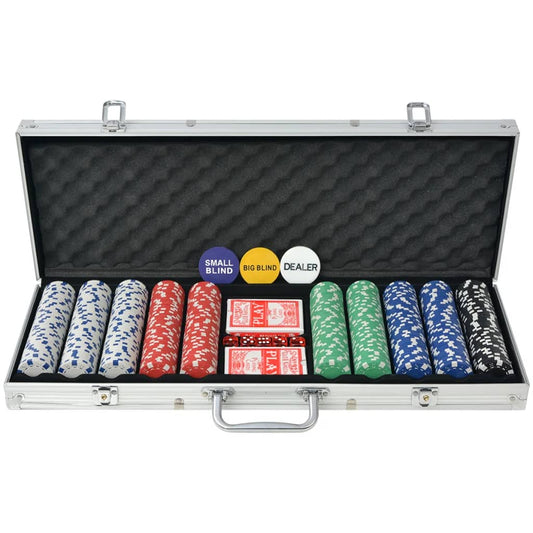 Pokerset met 500 chips aluminium is nu te koop bij PeponiXL, paradijselijk wonen!