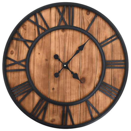 Wandklok vintage-stijl quartz-mechanisme XXL 60 cm hout metaal is nu te koop bij PeponiXL, paradijselijk wonen!