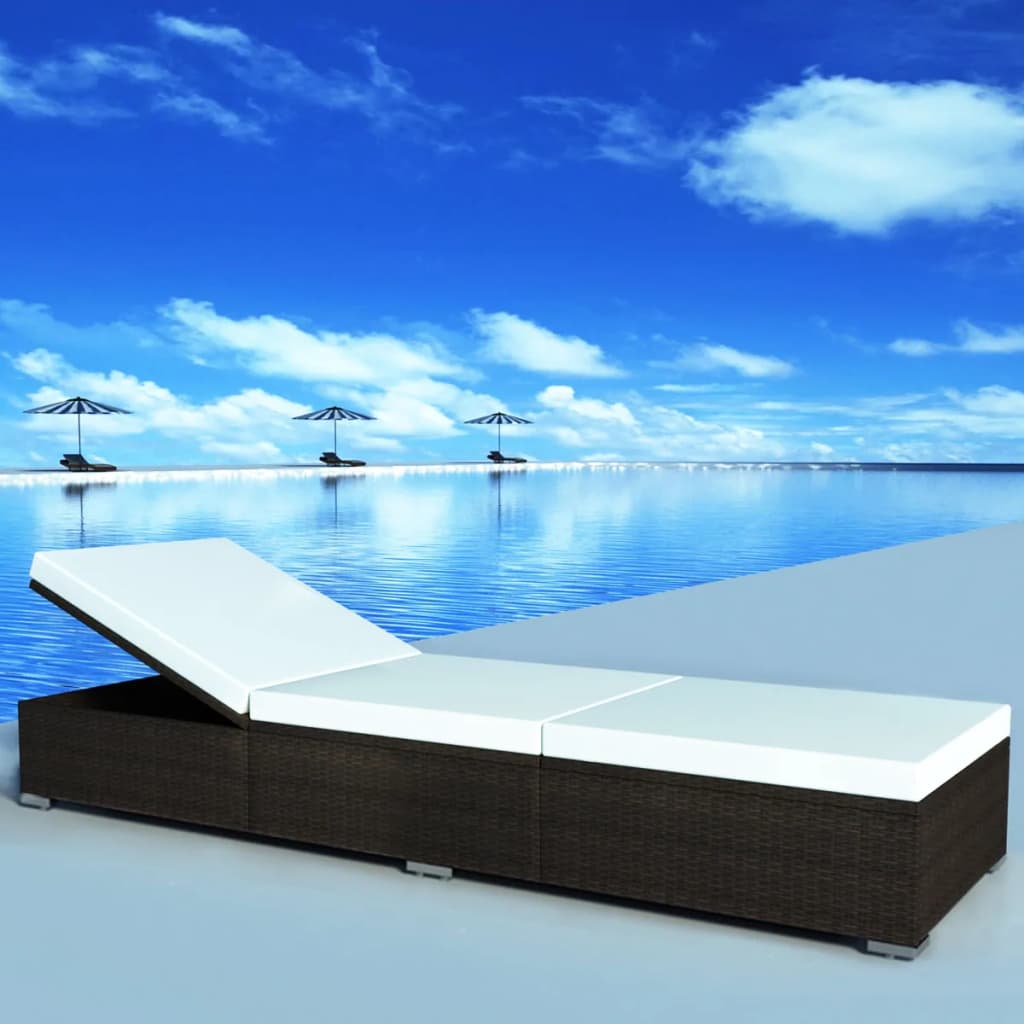 Ligbed met kussen poly rattan bruin is nu te koop bij PeponiXL, paradijselijk wonen!