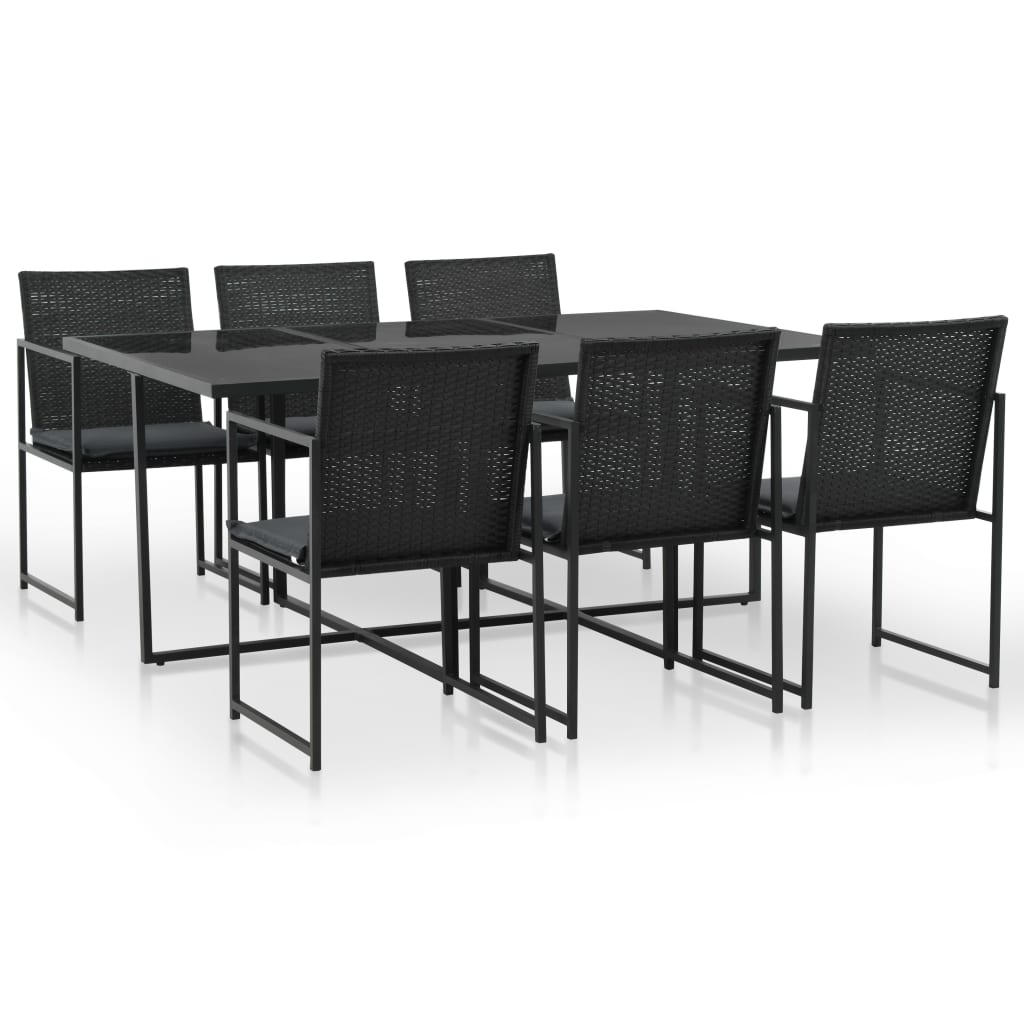 7-delige Tuinset met kussens poly rattan zwart is nu te koop bij PeponiXL, paradijselijk wonen!