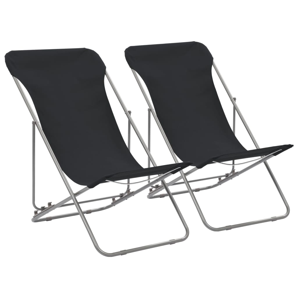 Strandstoelen inklapbaar 2 st staal en oxford stof zwart is nu te koop bij PeponiXL, paradijselijk wonen!