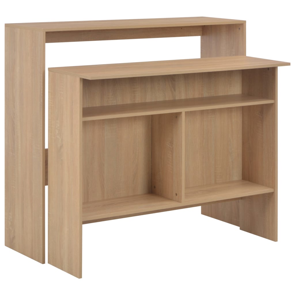 Bartafel met 2 tafelbladen 130x40x120 cm eikenkleurig is nu te koop bij PeponiXL, paradijselijk wonen!