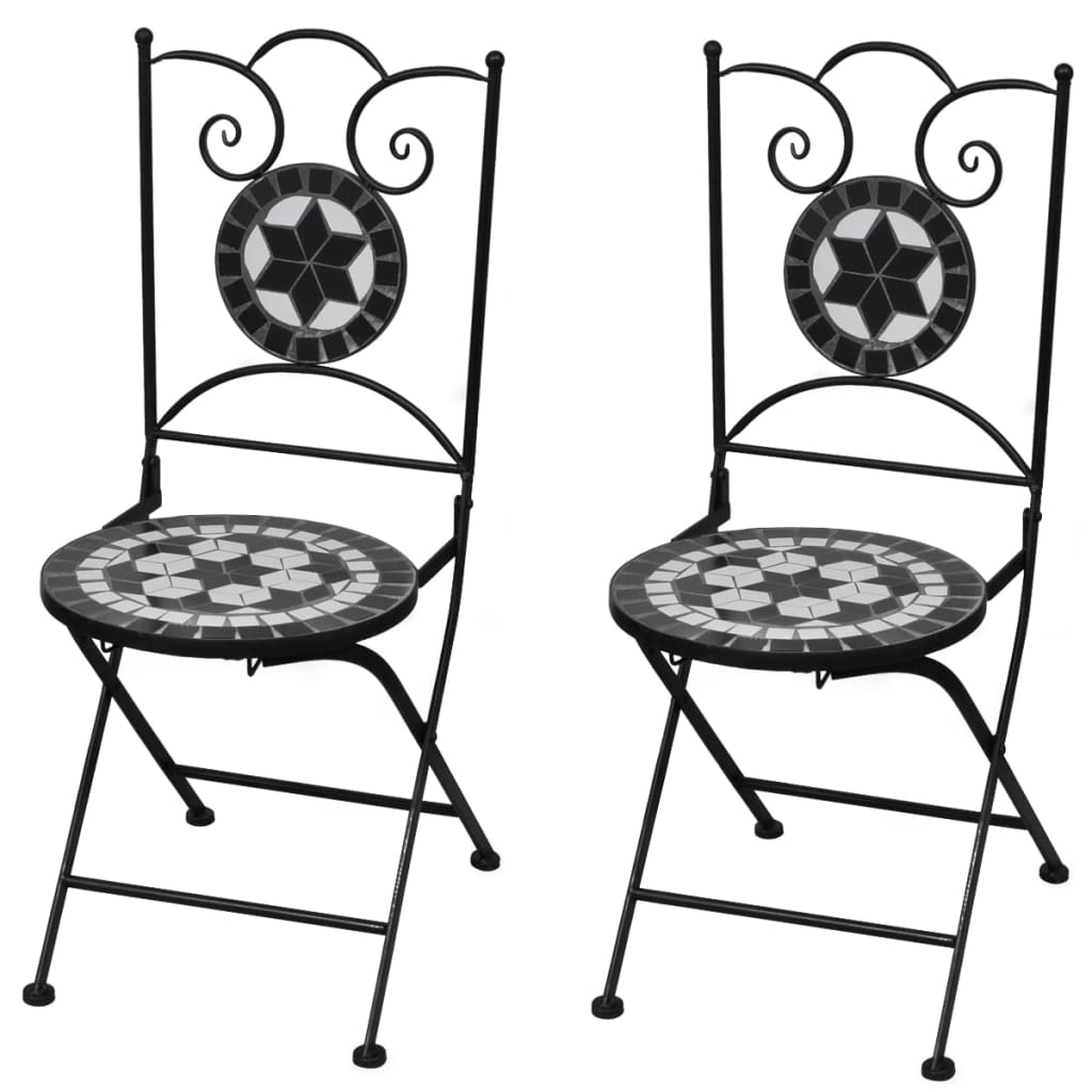 Bistrostoelen inklapbaar 2 st keramiek zwart en wit is nu te koop bij PeponiXL, paradijselijk wonen!