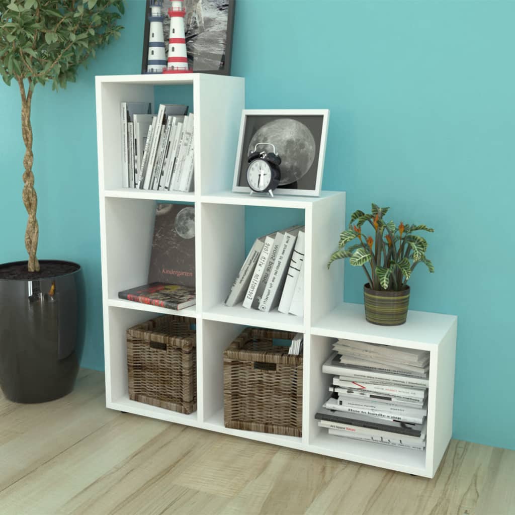 Boekenkast/presentatiemeubel trapvormig 107 cm wit is nu te koop bij PeponiXL, paradijselijk wonen!
