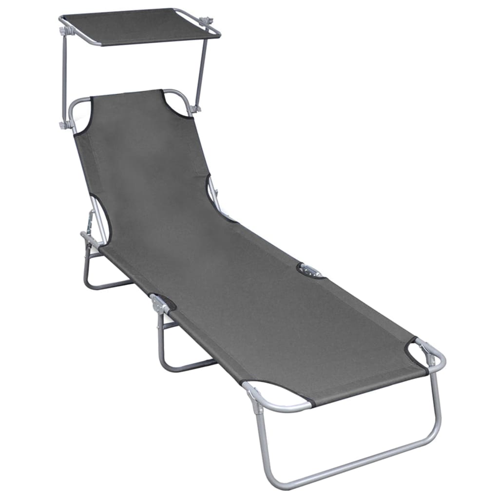 Ligbed inklapbaar met luifel aluminium grijs is nu te koop bij PeponiXL, paradijselijk wonen!