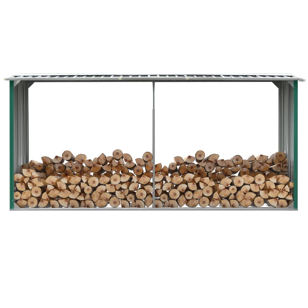 Haardhoutschuur 330x92x153 cm gegalvaniseerd staal groen is nu te koop bij PeponiXL, paradijselijk wonen!