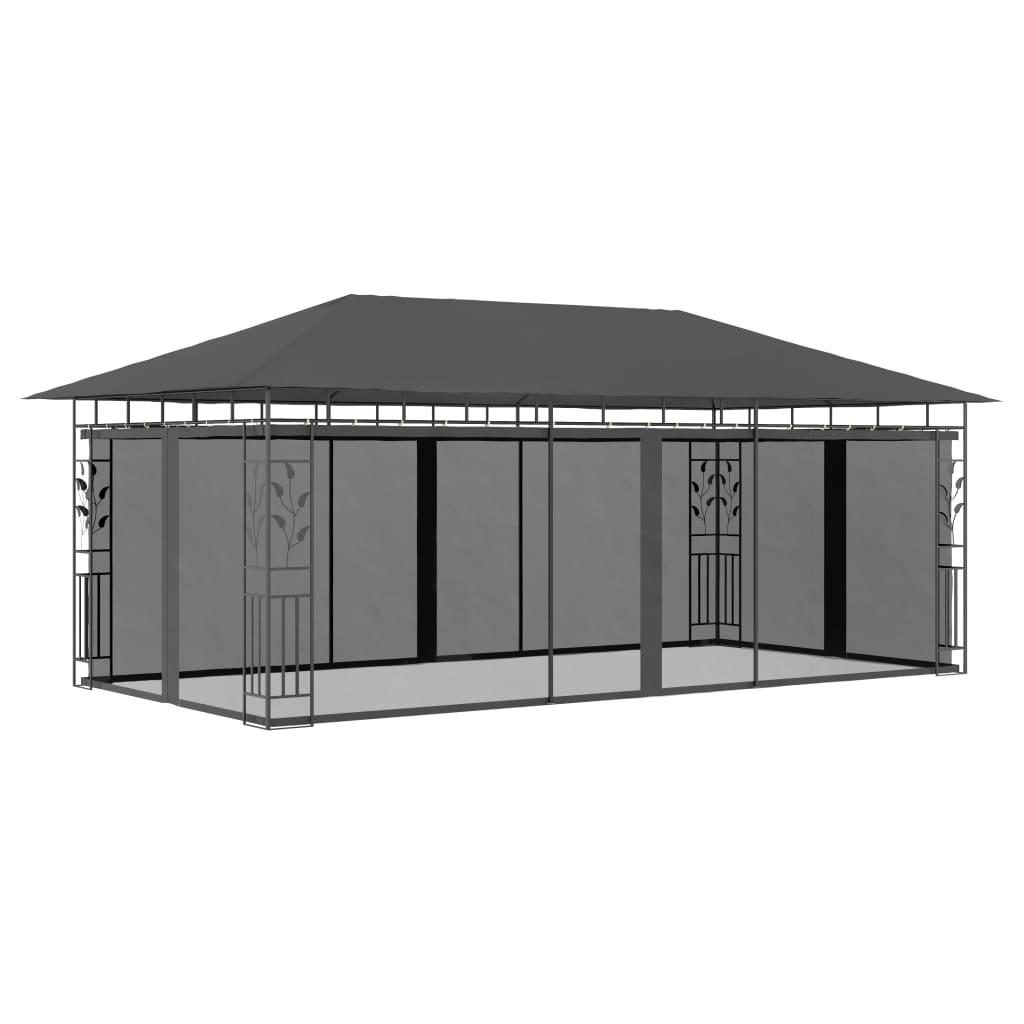 Prieel met klamboe 6x3x2,73 m antraciet is nu te koop bij PeponiXL, paradijselijk wonen!