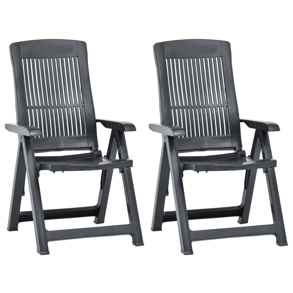 Tuinstoelen 2 st verstelbaar kunststof antracietkleurig is nu te koop bij PeponiXL, paradijselijk wonen!