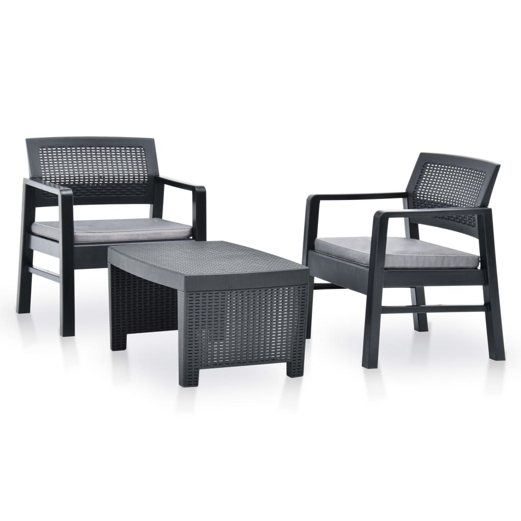 3-delige Loungeset kunststof antraciet is nu te koop bij PeponiXL, paradijselijk wonen!