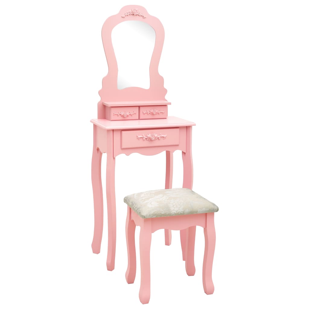 Kaptafelset met kruk 50x59x136 cm paulowniahout roze is nu te koop bij PeponiXL, paradijselijk wonen!