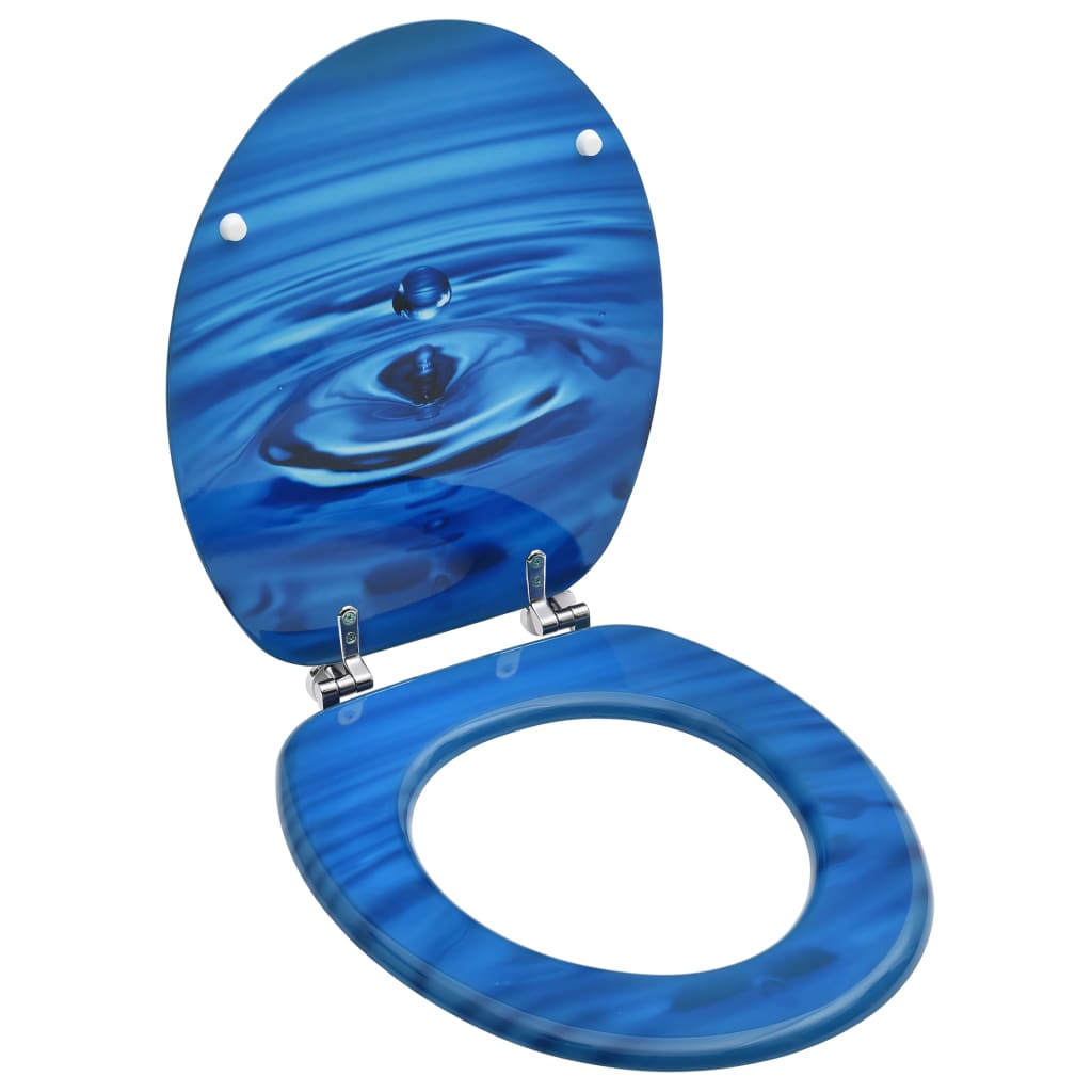 Toiletbril met deksel waterdruppel MDF blauw is nu te koop bij PeponiXL, paradijselijk wonen!