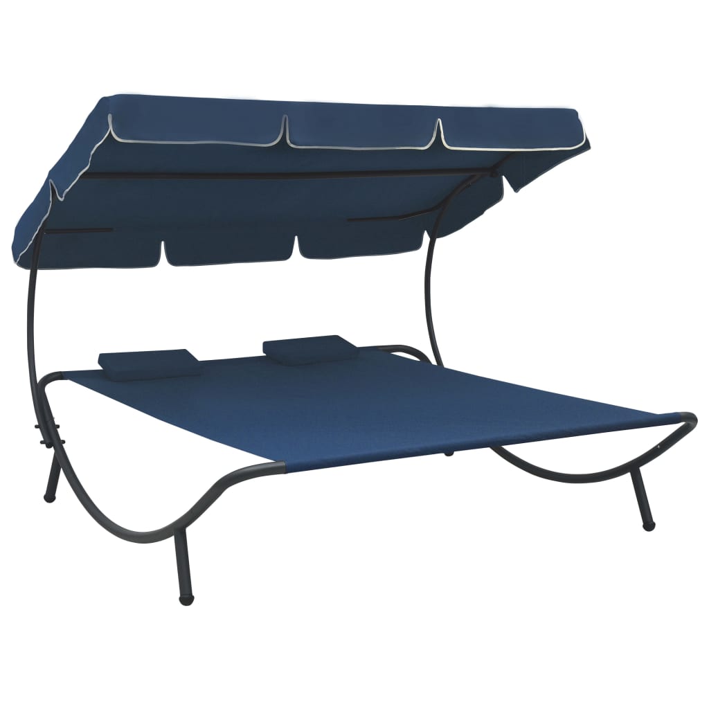 Loungebed met luifel en kussens blauw is nu te koop bij PeponiXL, paradijselijk wonen!