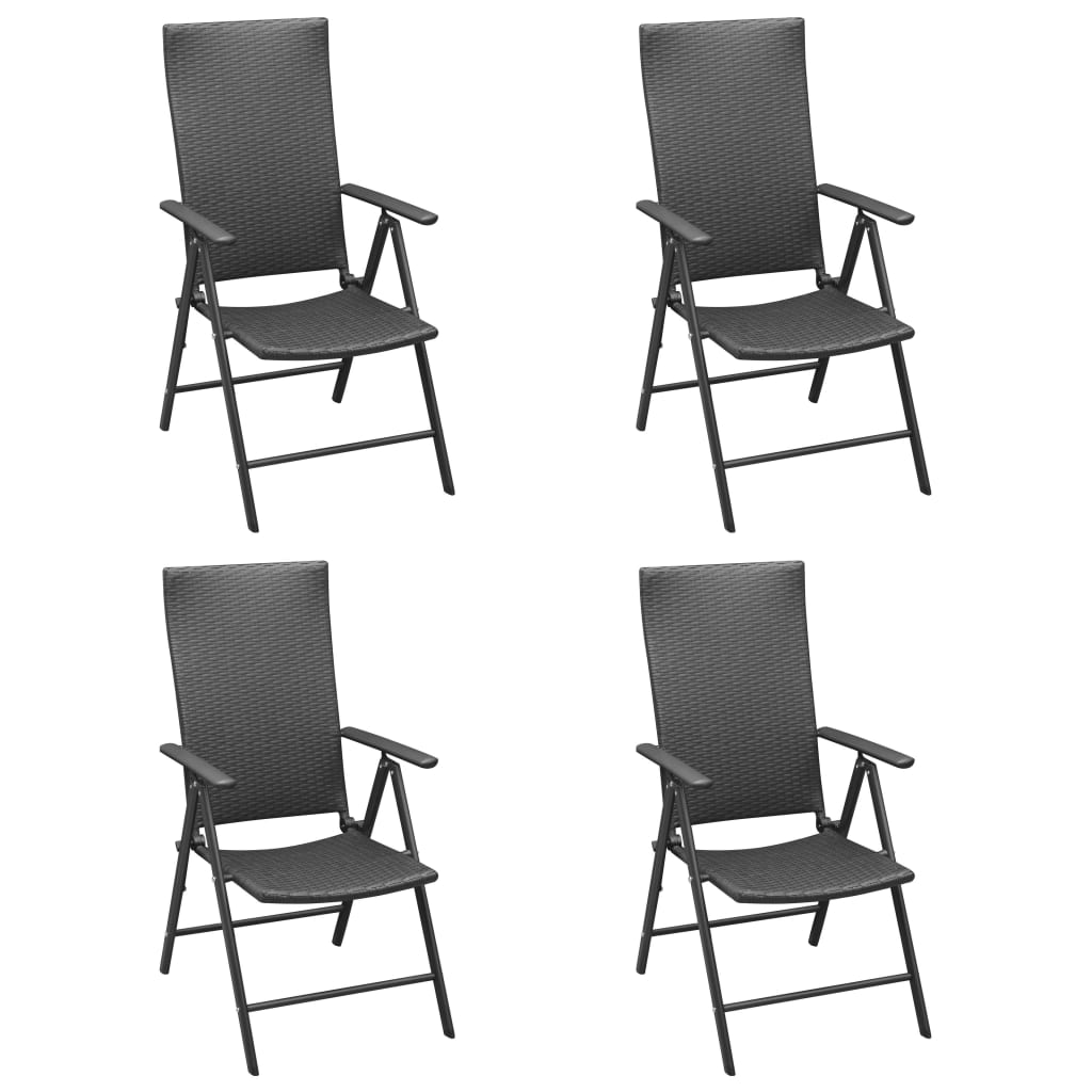 Tuinstoelen 4 st poly rattan zwart is nu te koop bij PeponiXL, paradijselijk wonen!