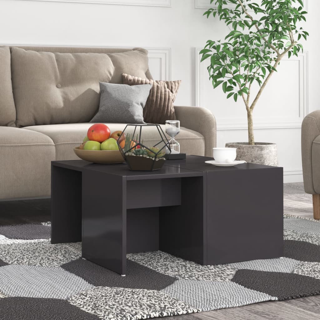 Salontafels 4 st 33x33x33 cm bewerkt hout hoogglans grijs is nu te koop bij PeponiXL, paradijselijk wonen!
