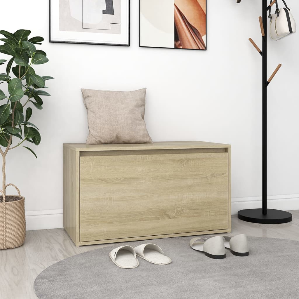 Halbank 80x40x45 cm bewerkt hout sonoma eikenkleurig is nu te koop bij PeponiXL, paradijselijk wonen!