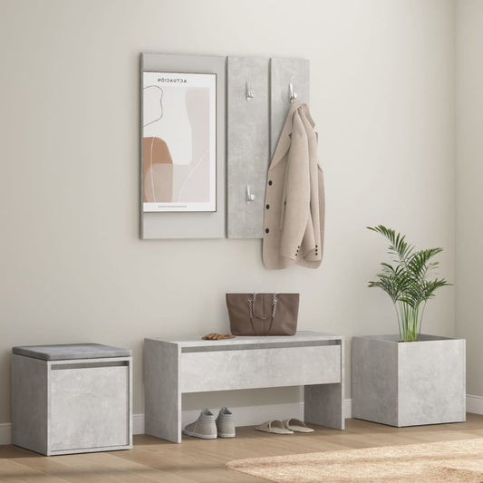 Garderobe set bewerkt hout betongrijs is nu te koop bij PeponiXL, paradijselijk wonen!