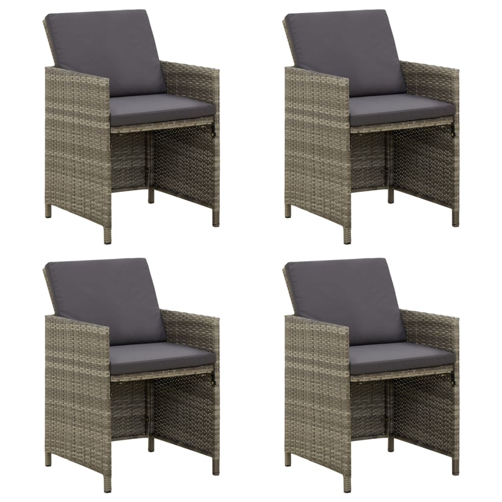 Tuinstoelen 4 st met kussens poly rattan grijs is nu te koop bij PeponiXL, paradijselijk wonen!