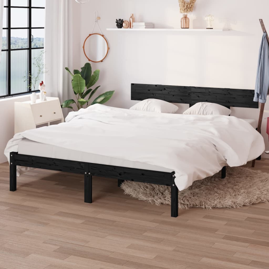 Bedframe massief grenenhout zwart 150x200 cm is nu te koop bij PeponiXL, paradijselijk wonen!