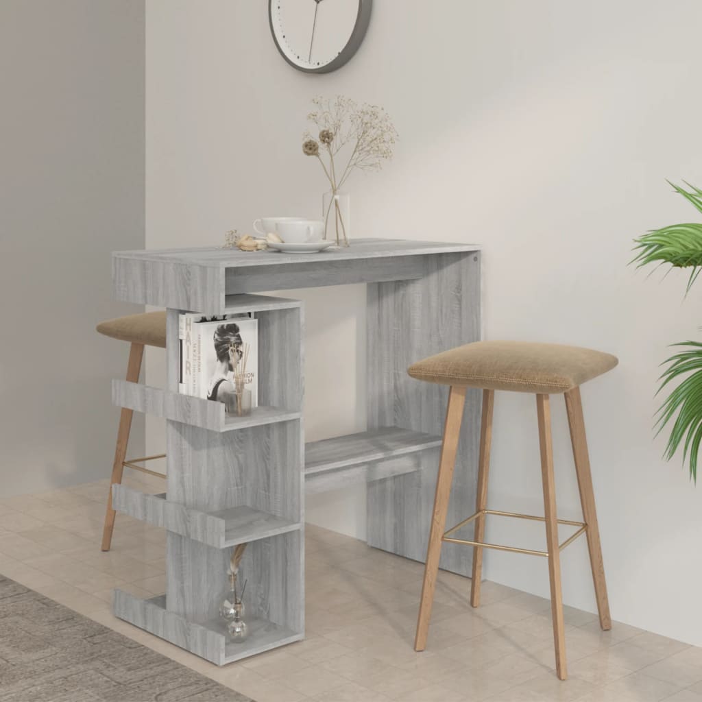 Bartafel met opbergrek 100x50x101,5 cm grijs sonoma is nu te koop bij PeponiXL, paradijselijk wonen!