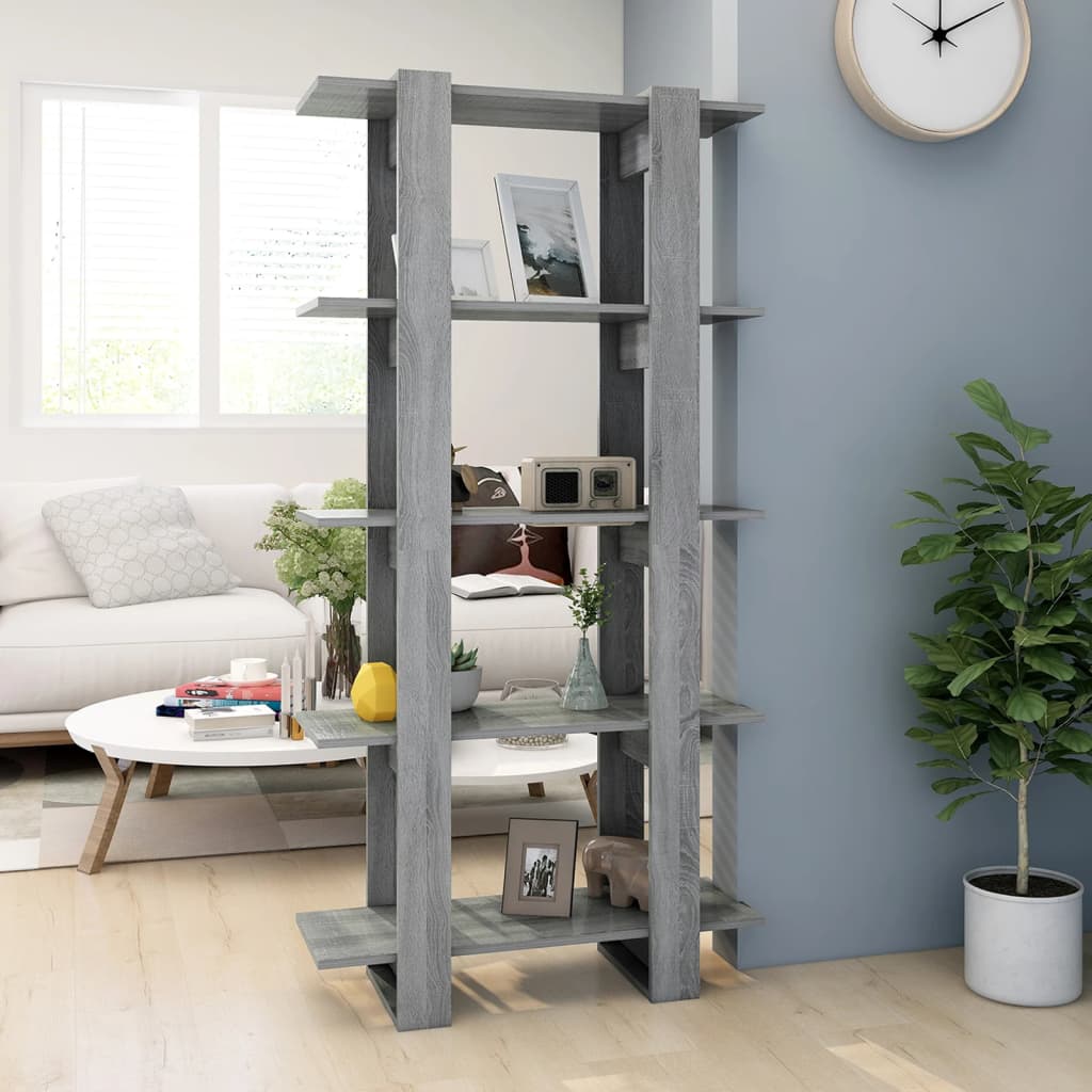 Boekenkast/kamerscherm 80x30x160 cm bewerkt hout grijs sonoma is nu te koop bij PeponiXL, paradijselijk wonen!