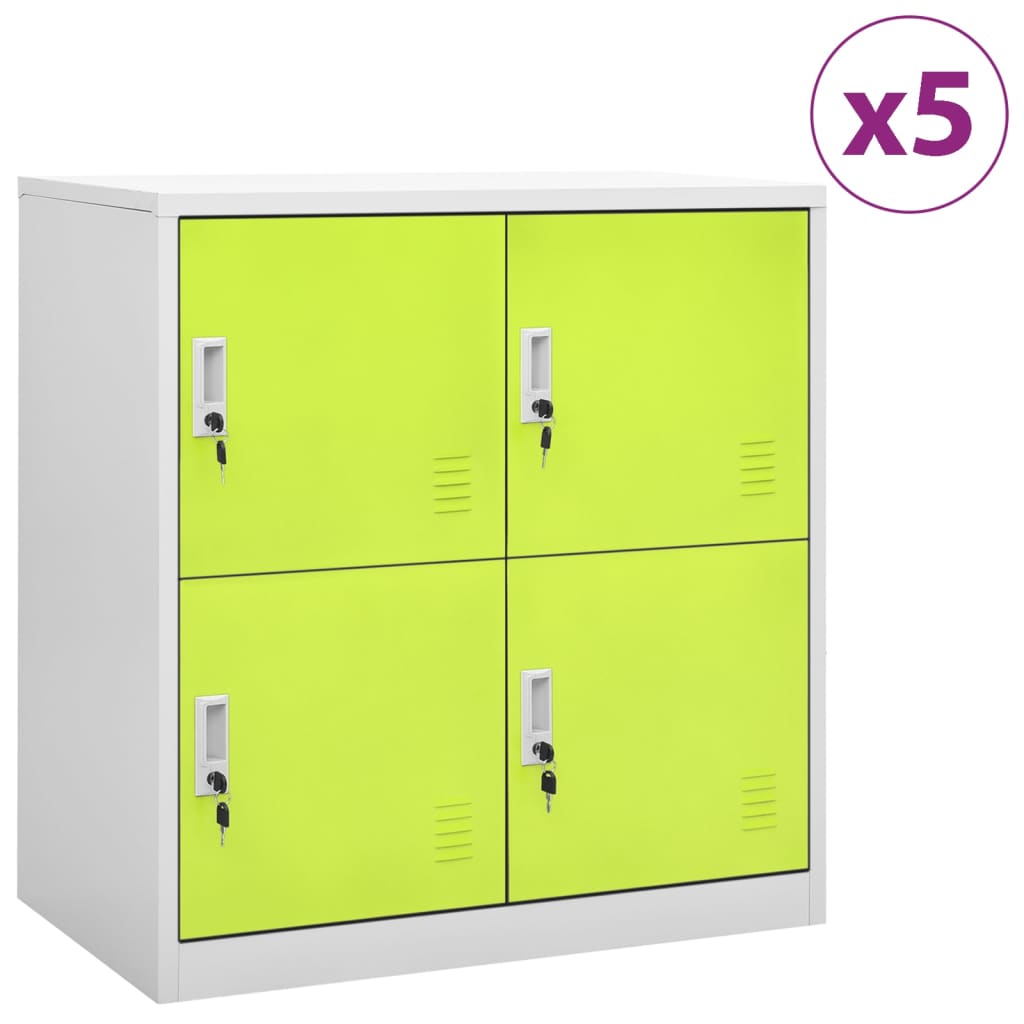 Lockerkasten 5 st 90x45x92,5 cm staal lichtgrijs en groen is nu te koop bij PeponiXL, paradijselijk wonen!