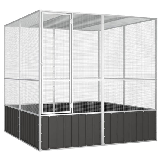 Vogelkooi 213,5x217,5x211,5 cm gegalvaniseerd staal antraciet is nu te koop bij PeponiXL, paradijselijk wonen!
