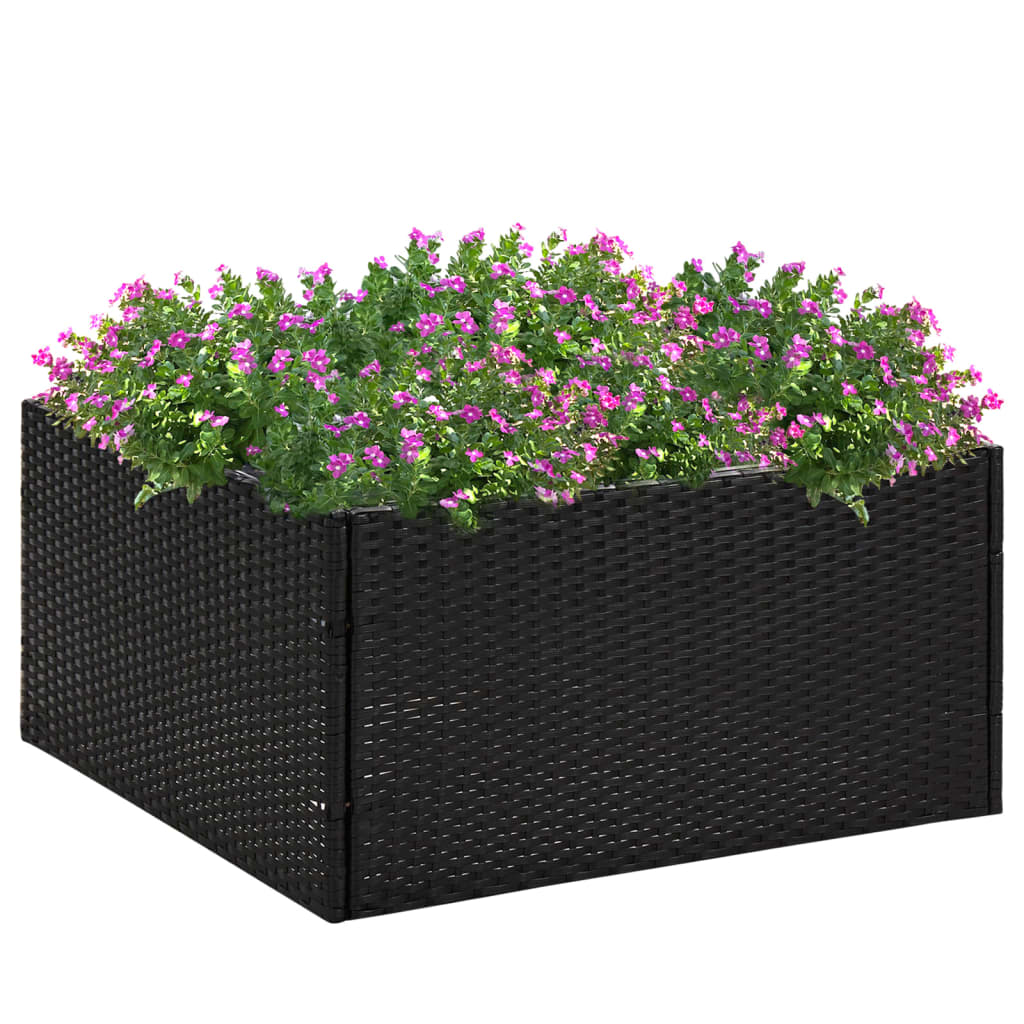 Plantenbak 80x80x40 cm poly rattan zwart is nu te koop bij PeponiXL, paradijselijk wonen!