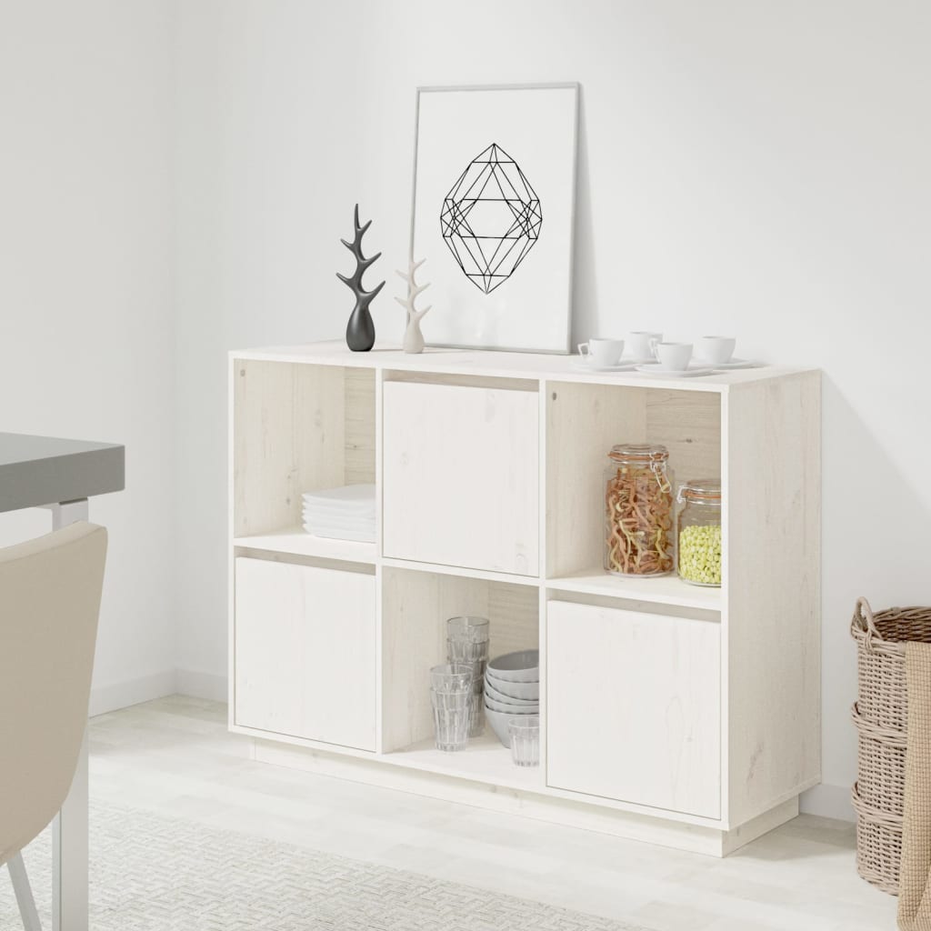 Dressoir 110,5x35x80 cm massief grenenhout wit is nu te koop bij PeponiXL, paradijselijk wonen!
