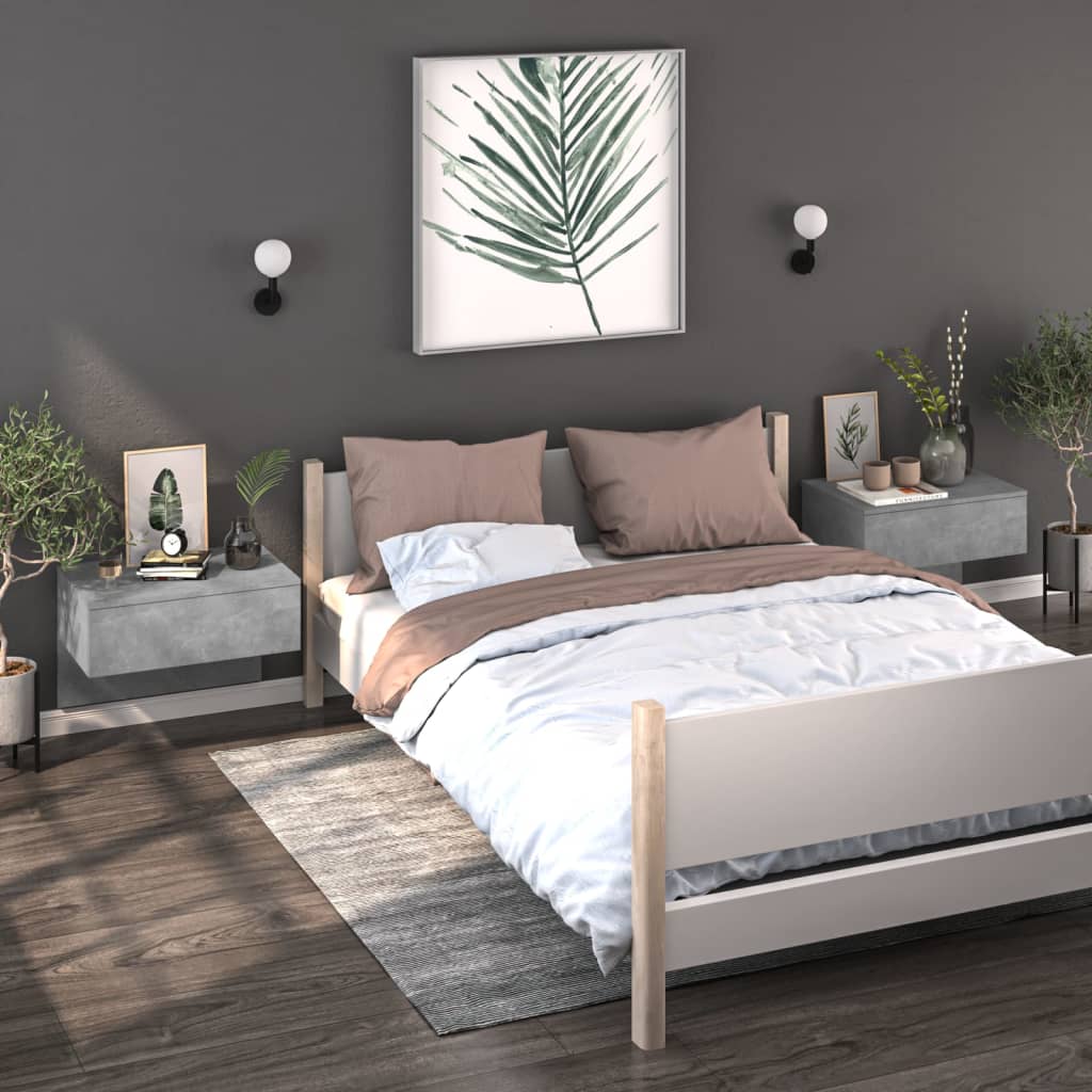 Nachtkastjes 2 st wandgemonteerd betongrijs is nu te koop bij PeponiXL, paradijselijk wonen!
