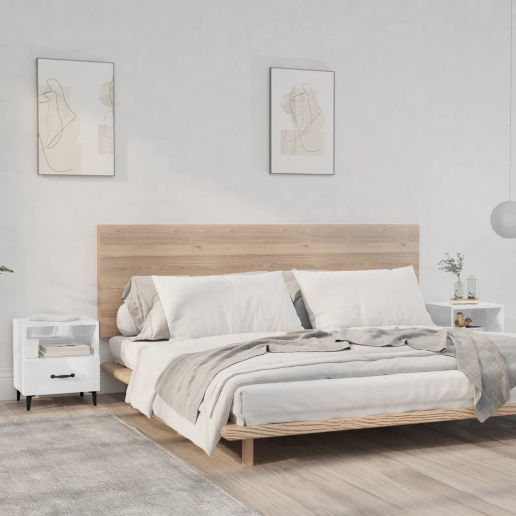 Nachtkastjes 2 st bewerkt hout hoogglans wit is nu te koop bij PeponiXL, paradijselijk wonen!