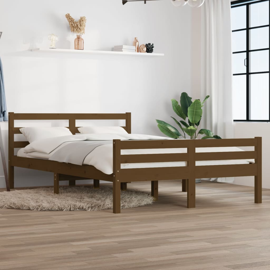 Bedframe massief hout honingbruin 150x200 cm is nu te koop bij PeponiXL, paradijselijk wonen!