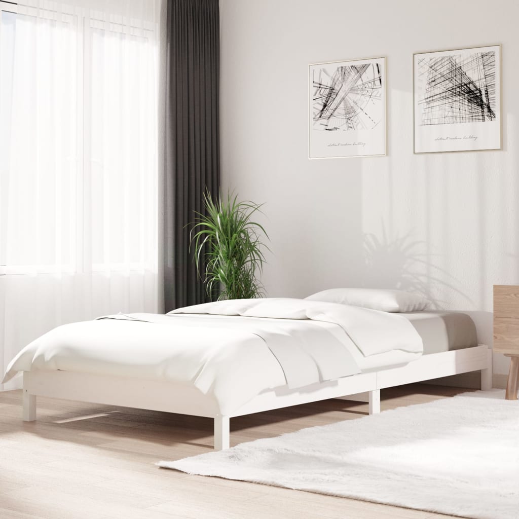 Bed stapelbaar 100x200 cm massief grenenhout wit is nu te koop bij PeponiXL, paradijselijk wonen!